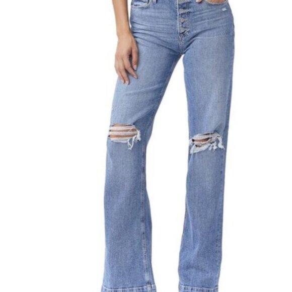 🎀Paige Leenah Wide Leg Exposed Button Fly Jeans in Magda Destructed Wash 29 NWT - Picture 13 of 14